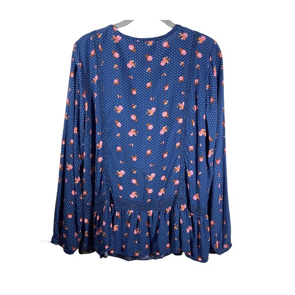 Matilda Jane Dream A Little Dream Floral Polka Dot Blouse Blue Pink Size Medium - Picture 3 of 7